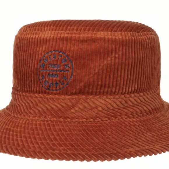 Brixton Oath Corduroy Packable Bucket Hat Red Burnt Orange Medium Round Top